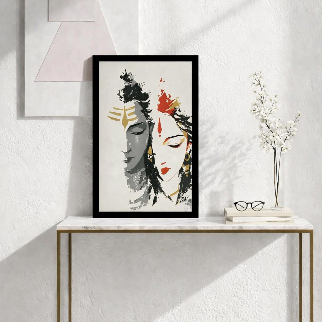 Shiv Parvati Wall Frame – Divine Shiva Parvati Spiritual Wall Art (Multiple Sizes) | Love Craft Gifts