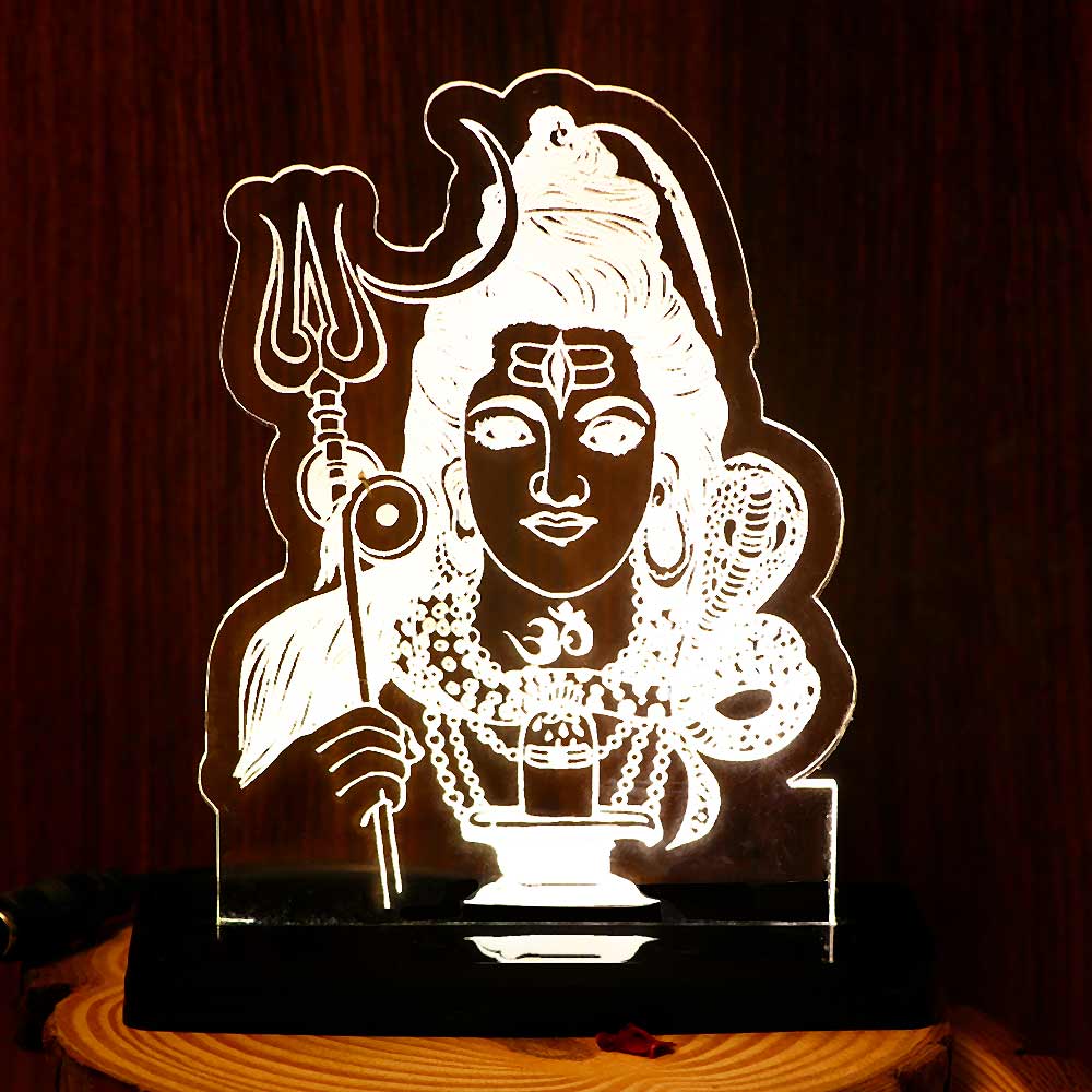 Lord Shiva LED Car Dashboard Lamp – Premium Mahadev Acrylic LED Light for Car Dashboard, Home Temple Decor, Spiritual Gift for Shiv Bhakts | LoveCraftGifts™