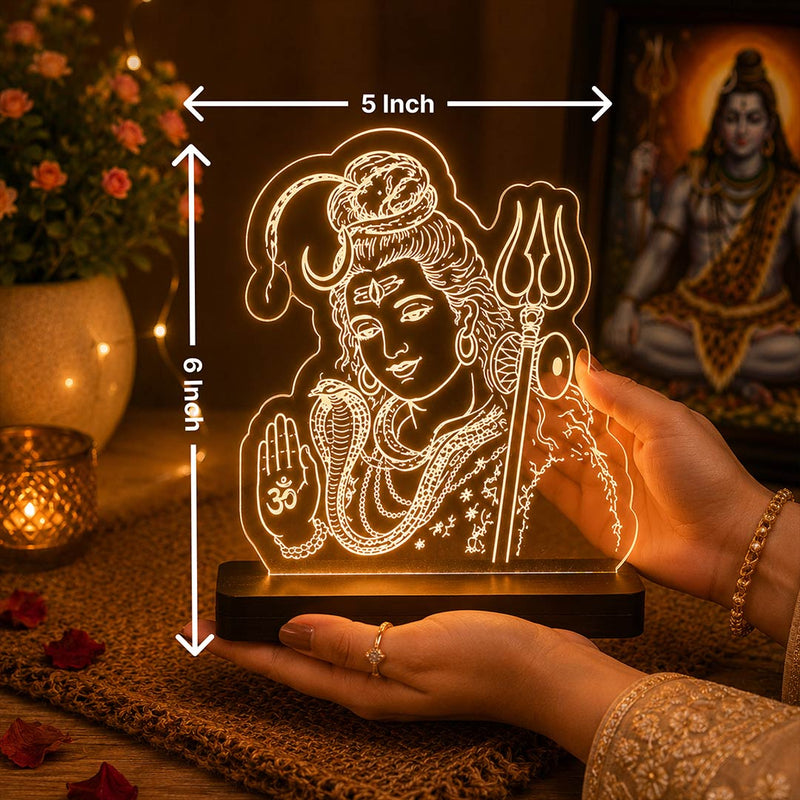 Lord Shiva LED Acrylic Lamp – Mahadev Divine Night Light for Home Temple, Spiritual Decor & Religious Gift | LoveCraftGifts™