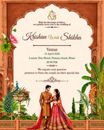 Personalized Shubh Vivaah Digital Invitation Card | Custom Couple Details & Marriage Ceremony Information | Elegant Hindu E-Invite Design | Love Craft Gifts™
