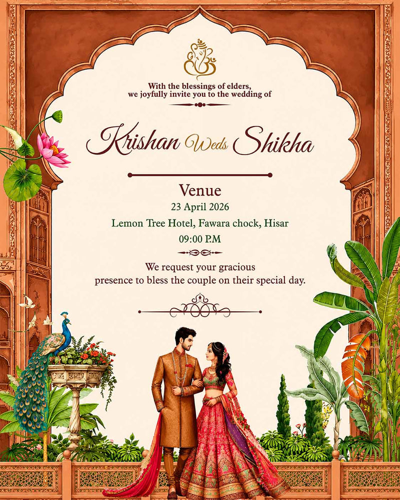 Personalized Shubh Vivaah Digital Invitation Card | Custom Couple Details & Marriage Ceremony Information | Elegant Hindu E-Invite Design | Love Craft Gifts™