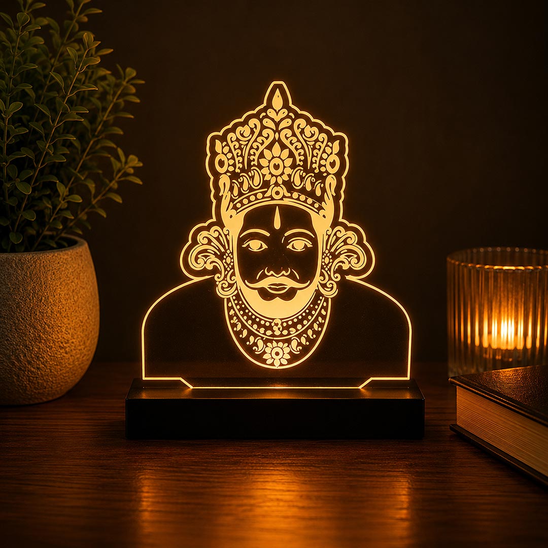 Khatu Shyam Ji LED Car Dashboard Lamp – Premium Acrylic Shyam Baba Dashboard Light for Car Interior Decor, Spiritual Gift for Home, Office & Vehicle | LoveCraftGifts™