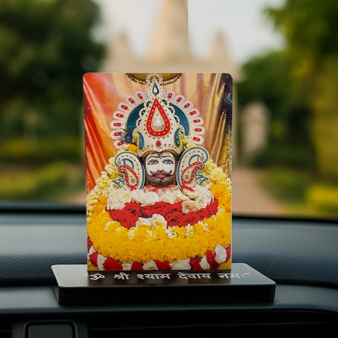 Shyam Baba Acrylic Car Dashboard Frame – UV Printed 4×6 Inch Spiritual Dashboard Decor