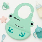 Frog-Themed Personalized Silicone Baby Bib | Love Craft Gifts