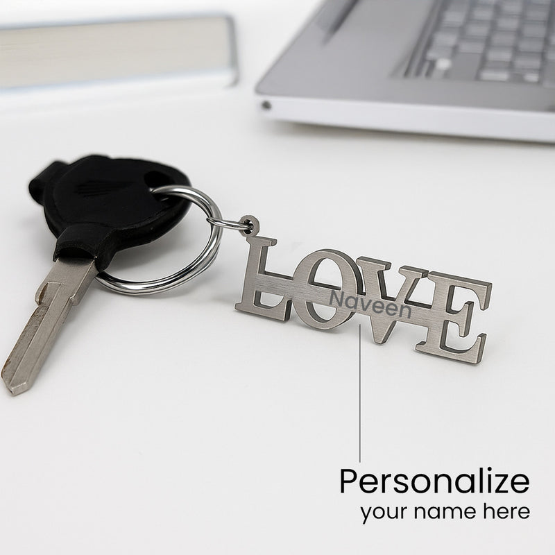 Personalized LOVE Metal Keychain with Name | Love Craft Gifts