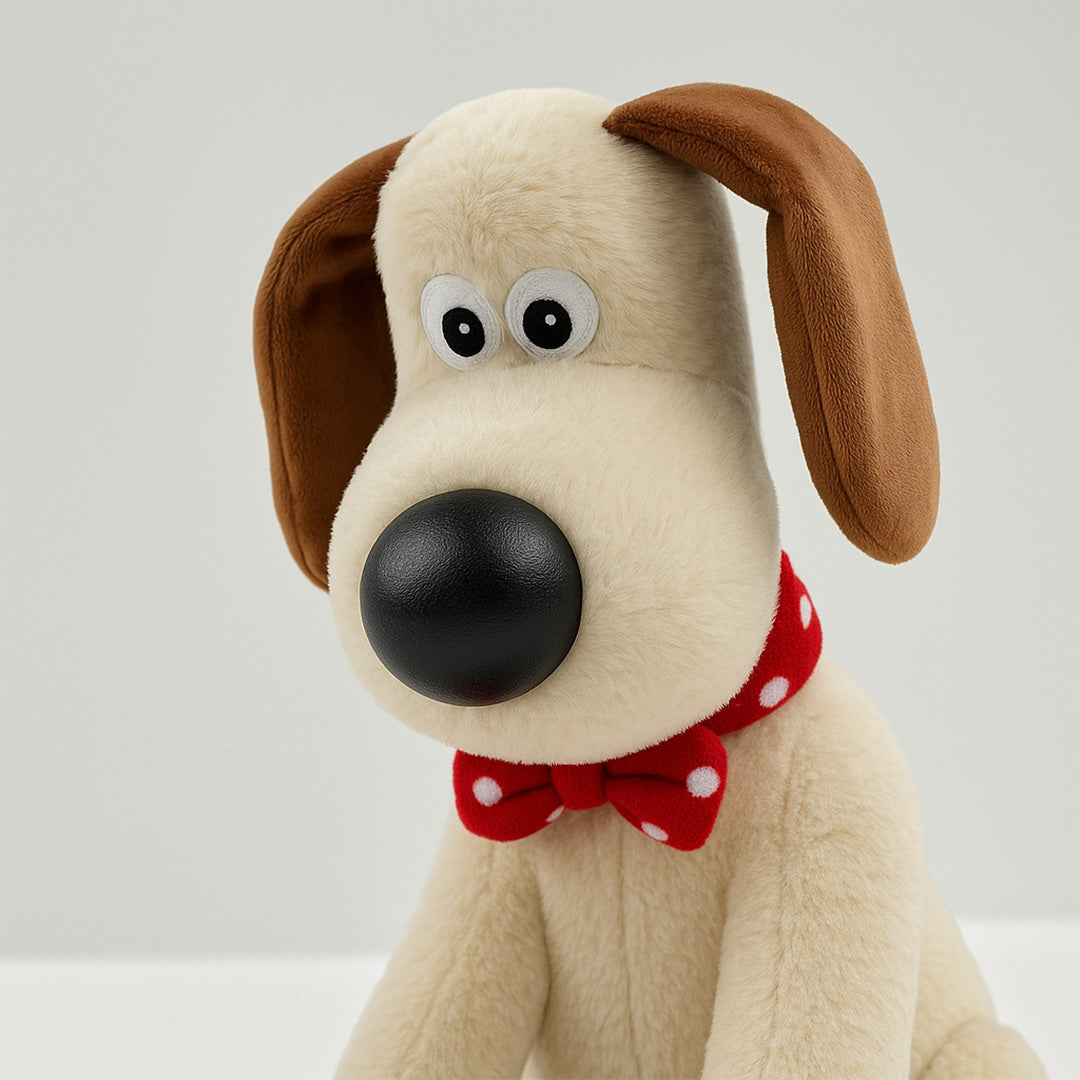 Custom Dog Plush Toy with Red Polka Bow – Soft Stuffed Animal | Love Craft Gifts