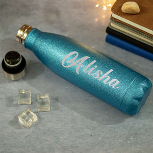 Glitter Finish Personalized Stainless Steel Water Bottle(500 ml)