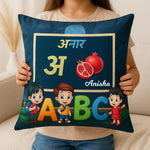 Kids ABC & Hindi Learning Personalized Cushion (10x10) | Love Craft Gifts