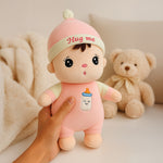 Hug Me Baby Plush Doll – Soft Toy with Cap & Bottle Design | Love Craft Gifts