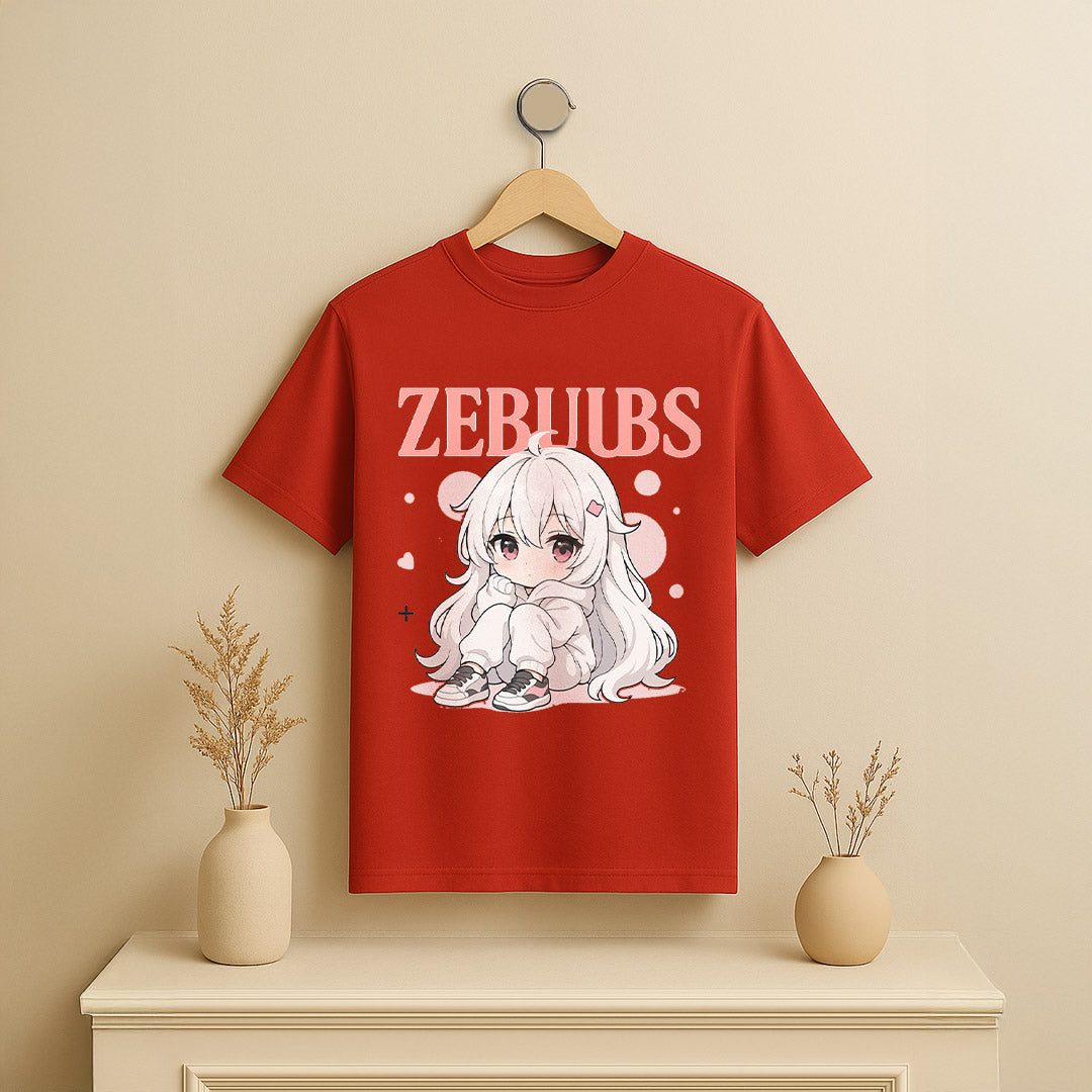 ZEBJUBS Kawaii Anime Girl Graphic T-Shirt – Soft Aesthetic Style | Love Craft Gifts