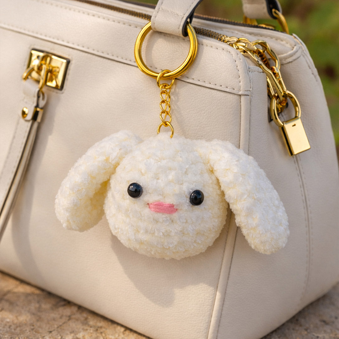 Cute Bunny Pom Pom Keychain – Fluffy Rabbit Bag Charm & Key Ring Accessory | Love Craft Gifts