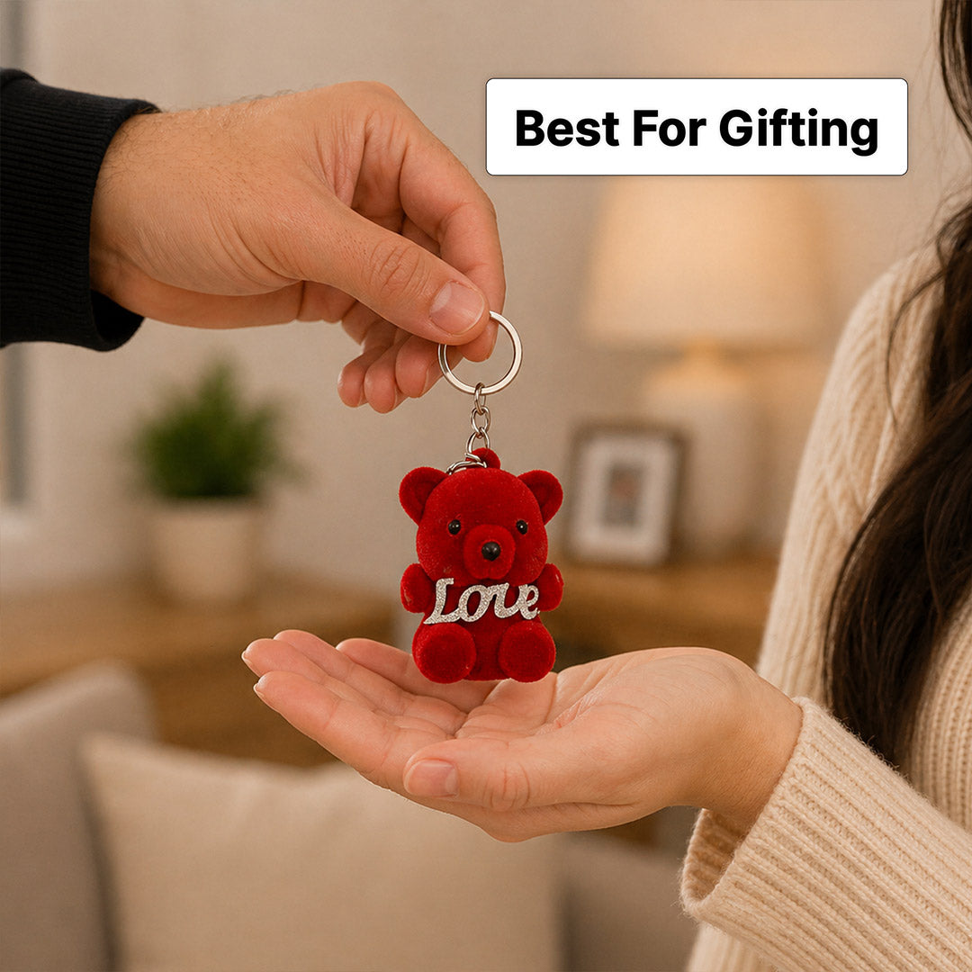 Cute Teddy Bear Love Keychain – Adorable Soft Plush Bag Charm Gift for Girls & Couples (Standard Gift Size) | Love Craft Gifts™