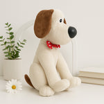 Custom Dog Plush Toy with Red Polka Bow – Soft Stuffed Animal | Love Craft Gifts