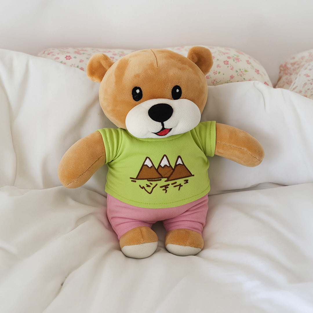  Smiley Teddy Bear Plush Toy in Mountain Tee | Love Craft Gifts