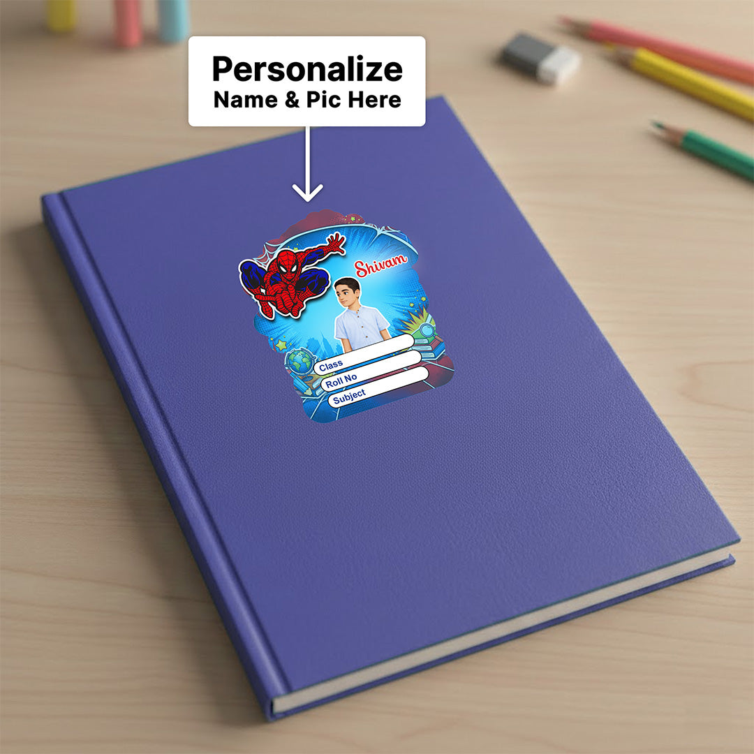 Personalized Spider Hero Kids Name Slips – Illustrated Cartoon Art School Name Stickers (2×3 Inch, 28 Stickers) | Love Craft Gifts