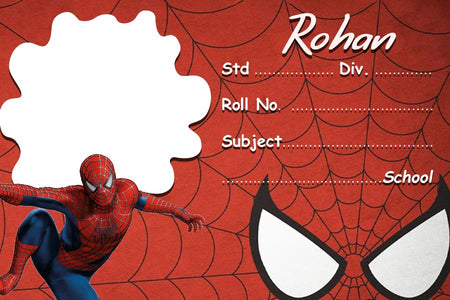 Personalized Spiderman Design Name Slips  | 12x18" Sheet with 36 Labels