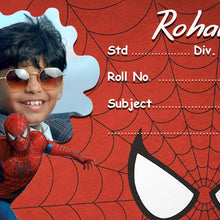 Personalized Spiderman Design Name Slips  | 12x18" Sheet with 36 Labels