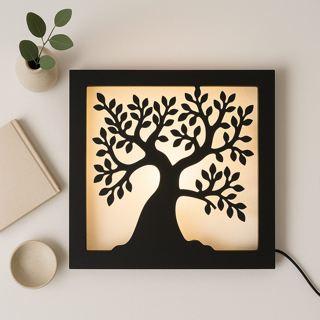 Tree of Life LED Shadow Frame – 12"x12" Decorative Backlit Wall Art | Love Craft Gifts
