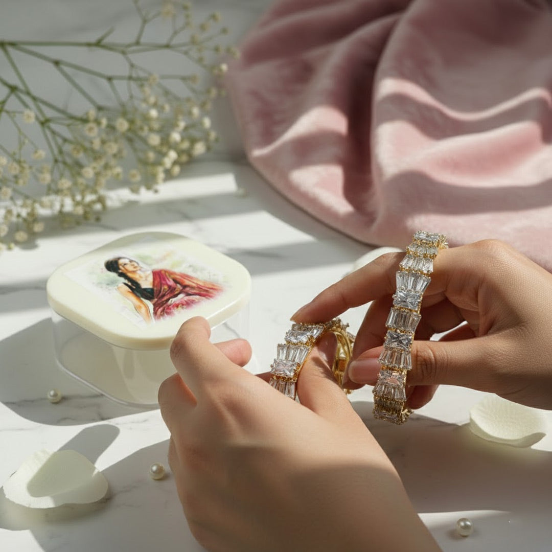 Personalized Square Bangle Box with Watercolor Art | Love Craft Gifts