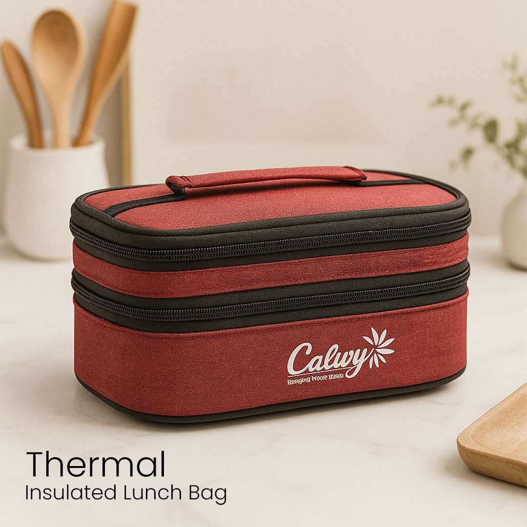 3-Container Stainless Steel Lunch Box with Leak-Proof Lids and Carry Pouch – Ideal for Office and School Use | Love Craft Gifts