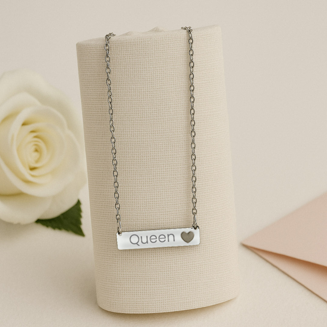 Custom Name Bar Necklace with Heart Cutout – Personalized Gift Jewelry | Love Craft Gifts