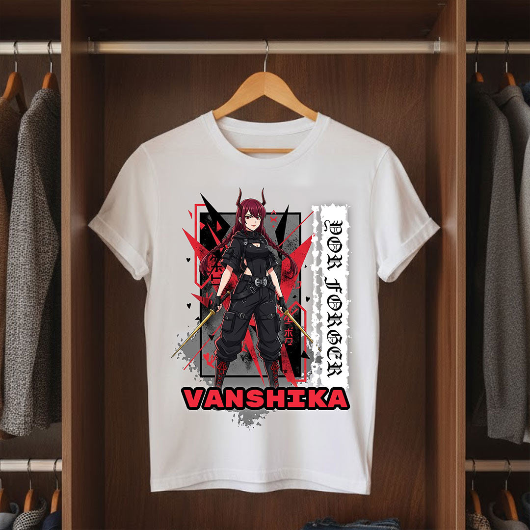 Personalized Demon Warrior Anime Name T-Shirt for Women – Custom Printed White Tee | Love Craft Gifts