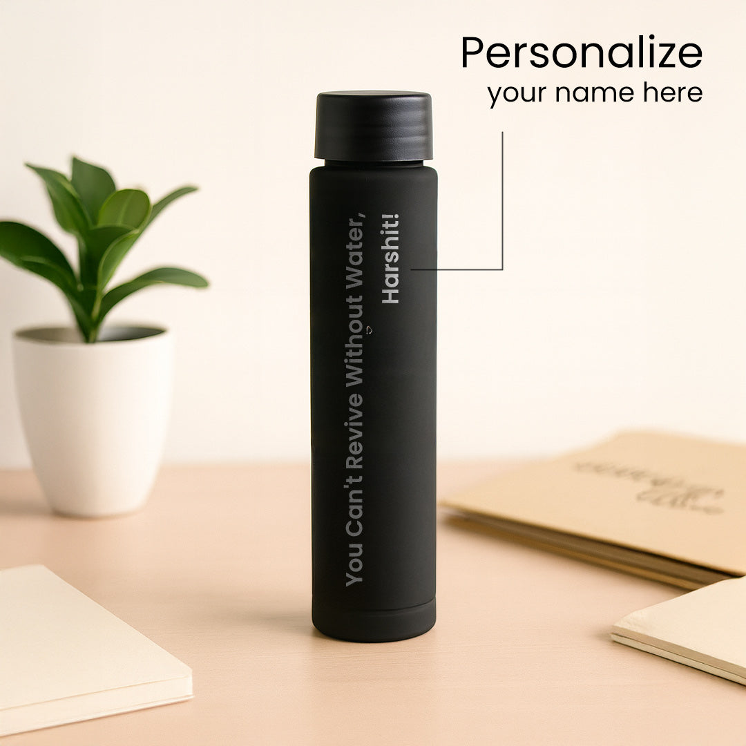 Personalized Black Water Bottle Set | Love Craft Gifts