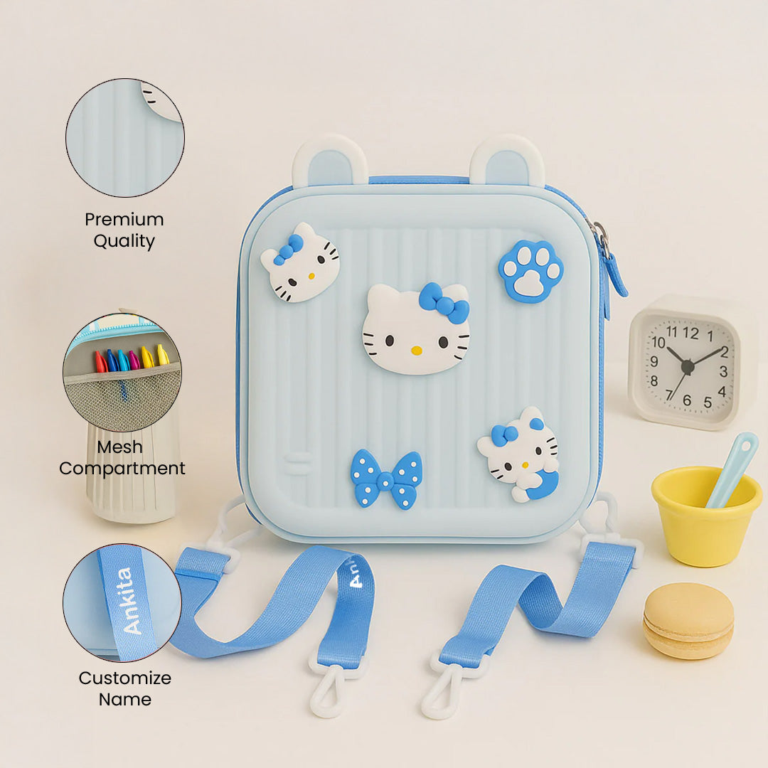 Kids Hello Kitty Blue Sling Bag – Cartoon EVA Crossbody Bag with Charms | Love Craft Gifts