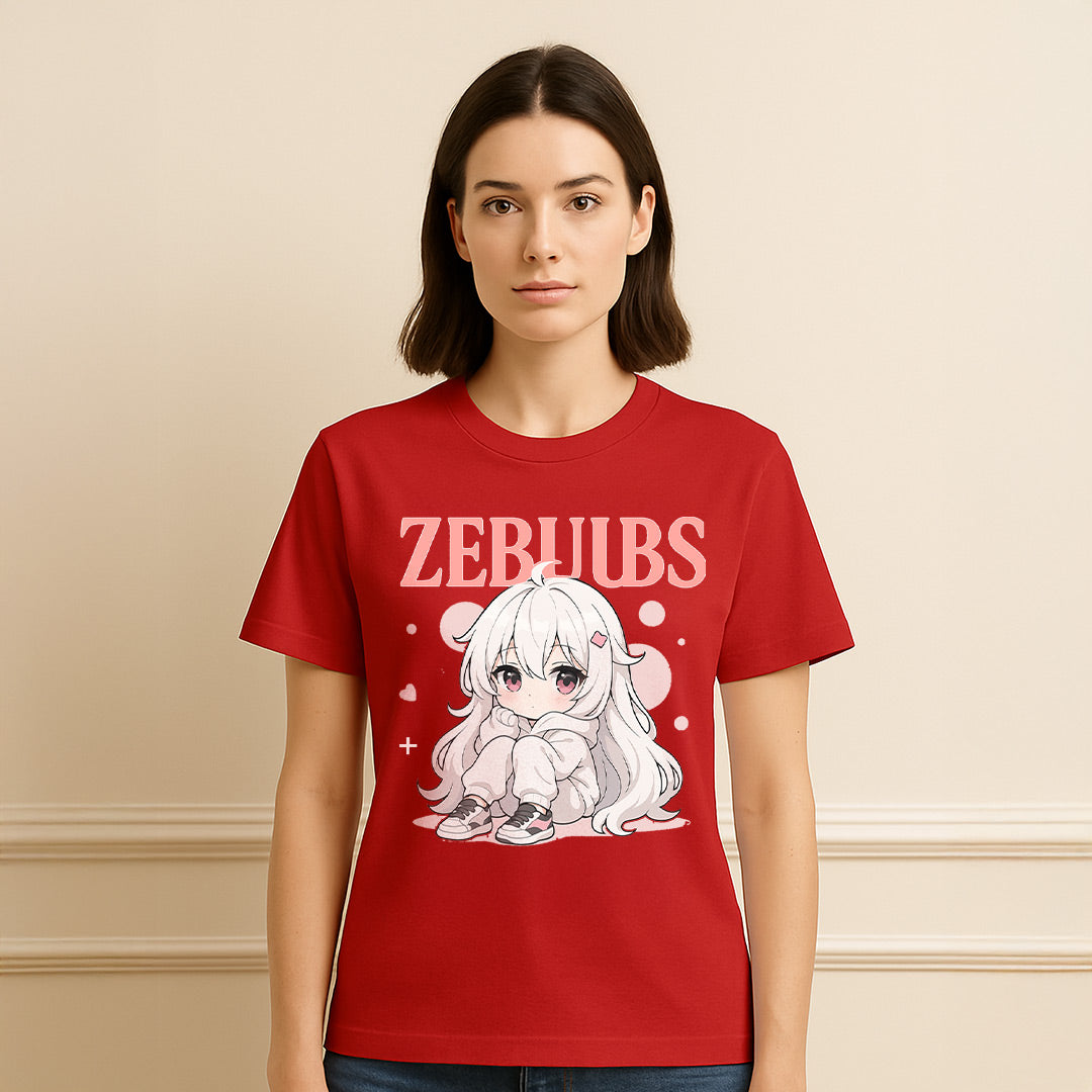 ZEBJUBS Kawaii Anime Girl Graphic T-Shirt – Soft Aesthetic Style | Love Craft Gifts
