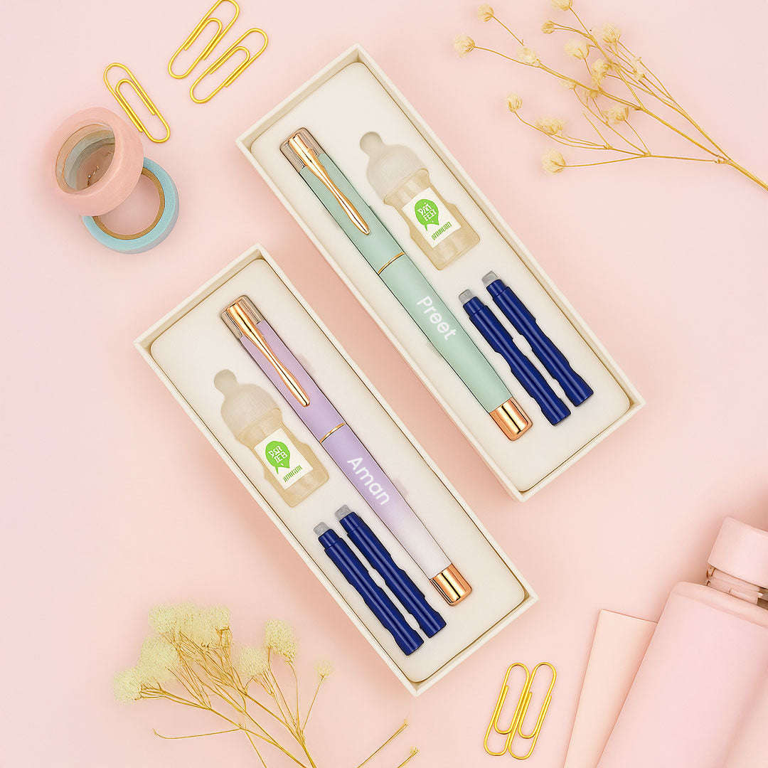 Personalized Fountain Pen Gift Set | Custom Name Engraved