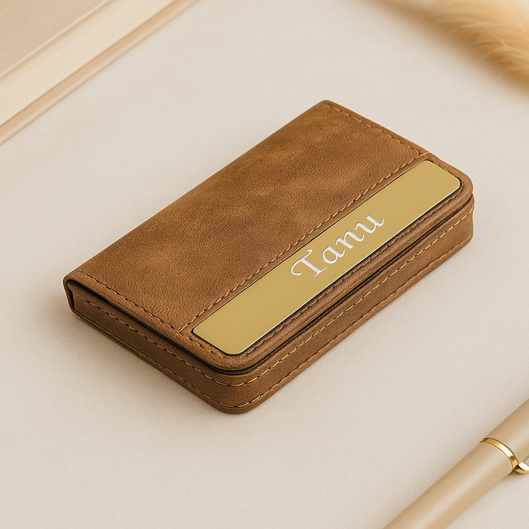 Premium Personalized Leather Business Card Holder | Love Craft Gifts
