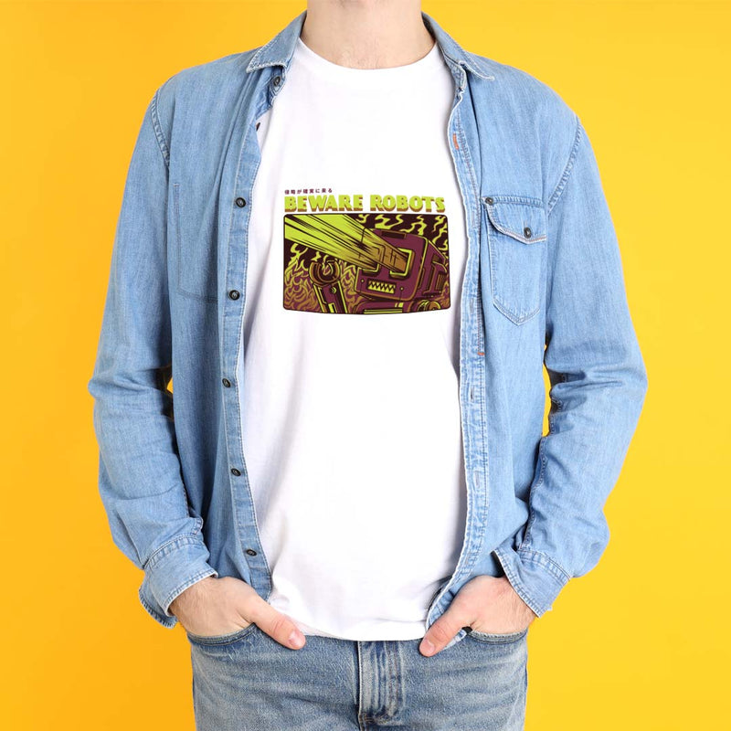 Beware Robots Printed T-shirt | Love Craft Gifts