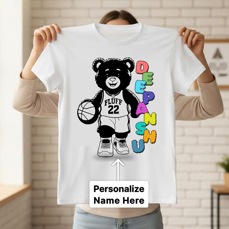 Personalized Street Basketball Bear T-Shirt