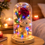 Eternal Rose Glow – Personalized Teddy Dome LED Gift | Love Craft Gifts