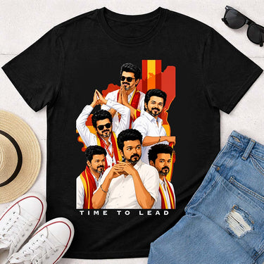 Time To Lead Vijay Political Graphic T-Shirt for Men & Women | Tamil Pride Fanwear Streetwear Tee Inspired by Leadership & Mass Culture - Black | Available in S, M, L, XL & XXL | Love Craft Gifts™