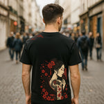 Japanese Geisha Floral Art T-Shirt – Elegant & Bold Graphic Tee | love Craft Gifts