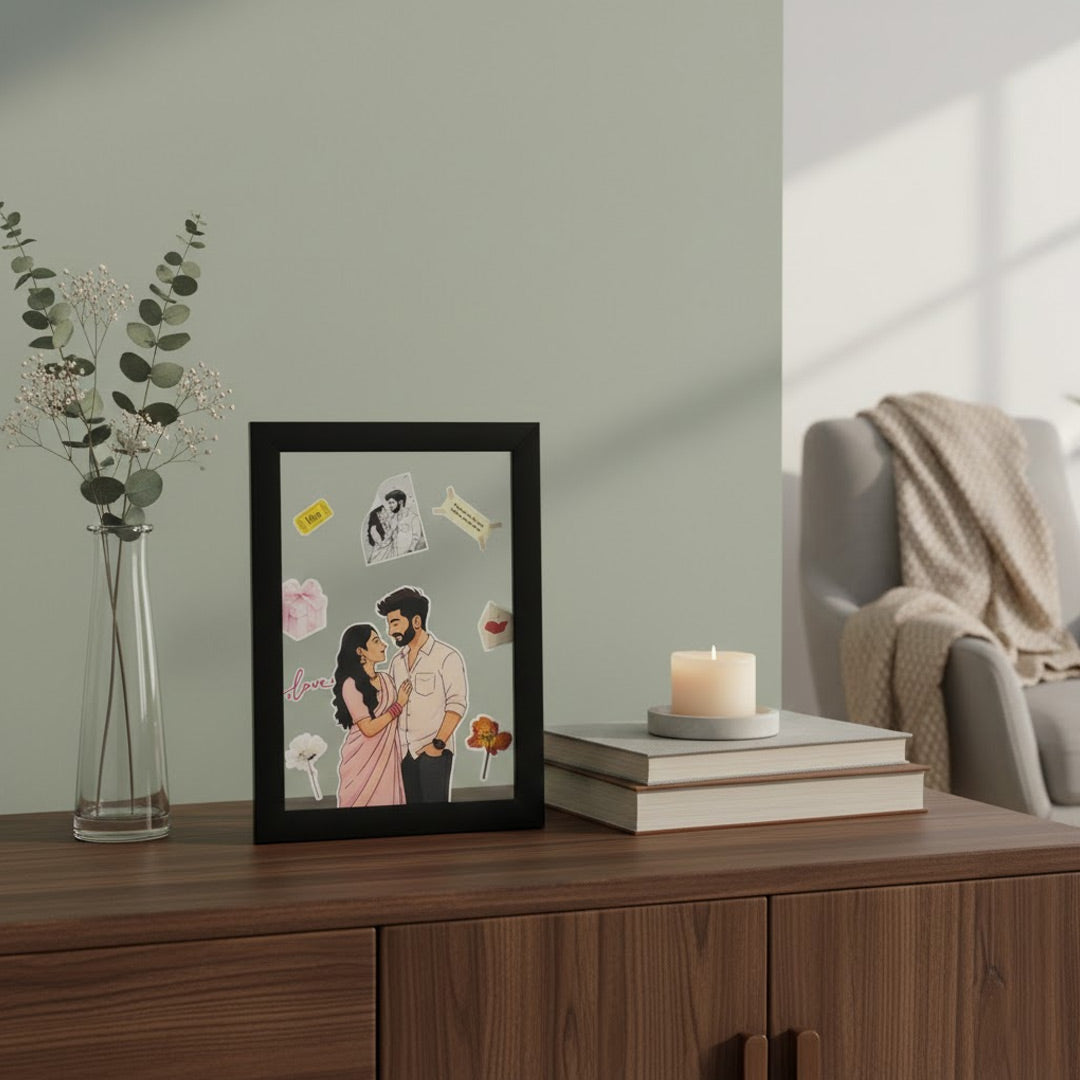 Personalized Acrylic Couple Frame – 8×12” | Custom Illustration | Love Craft Gifts