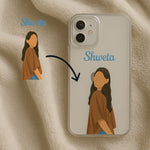 Custom Illustrated Name Phone Case – Personalized Cartoon Portrait Clear Cover | Love Craft Gifts