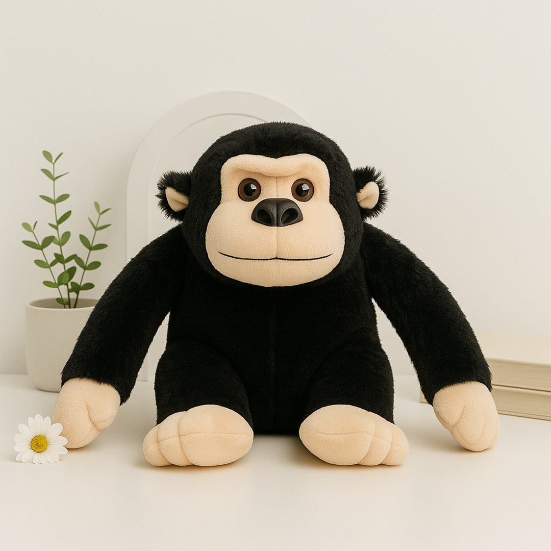 Set of 3 Plush Monkey Toys – Soft Stuffed Gorillas in Black, Brown & Beige | Love Craft Gifts
