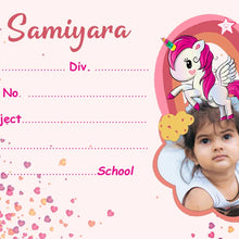 Personalized Unicorn Pink Name Slips  | 12x18" Sheet with 36 Labels