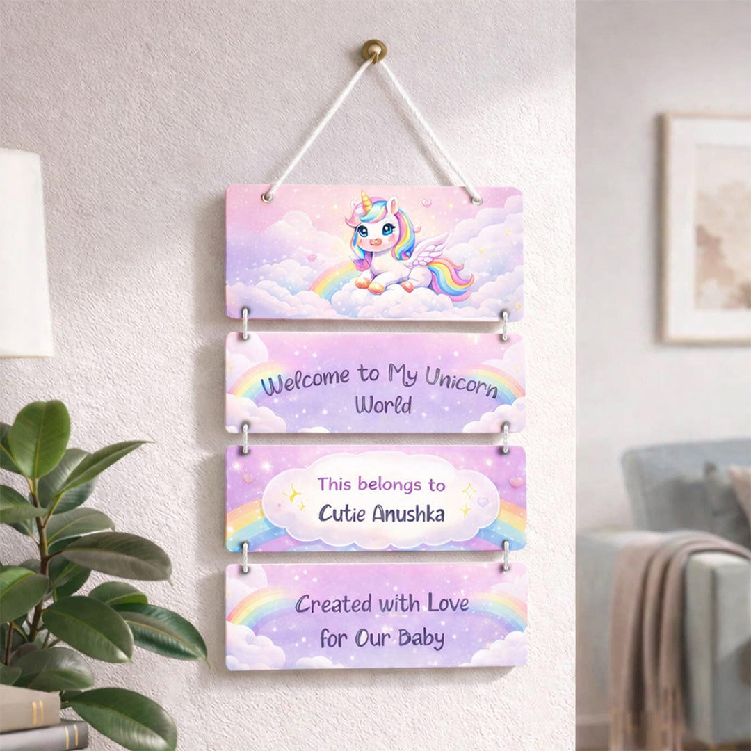 Personalized Unicorn Kids Name Wall Hanging | Love Craft Gifts