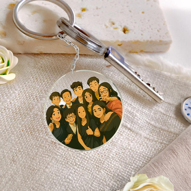 Personalized Ghibli Art Keychains – Custom Acrylic Keychain in Pixart, Square & Round Designs