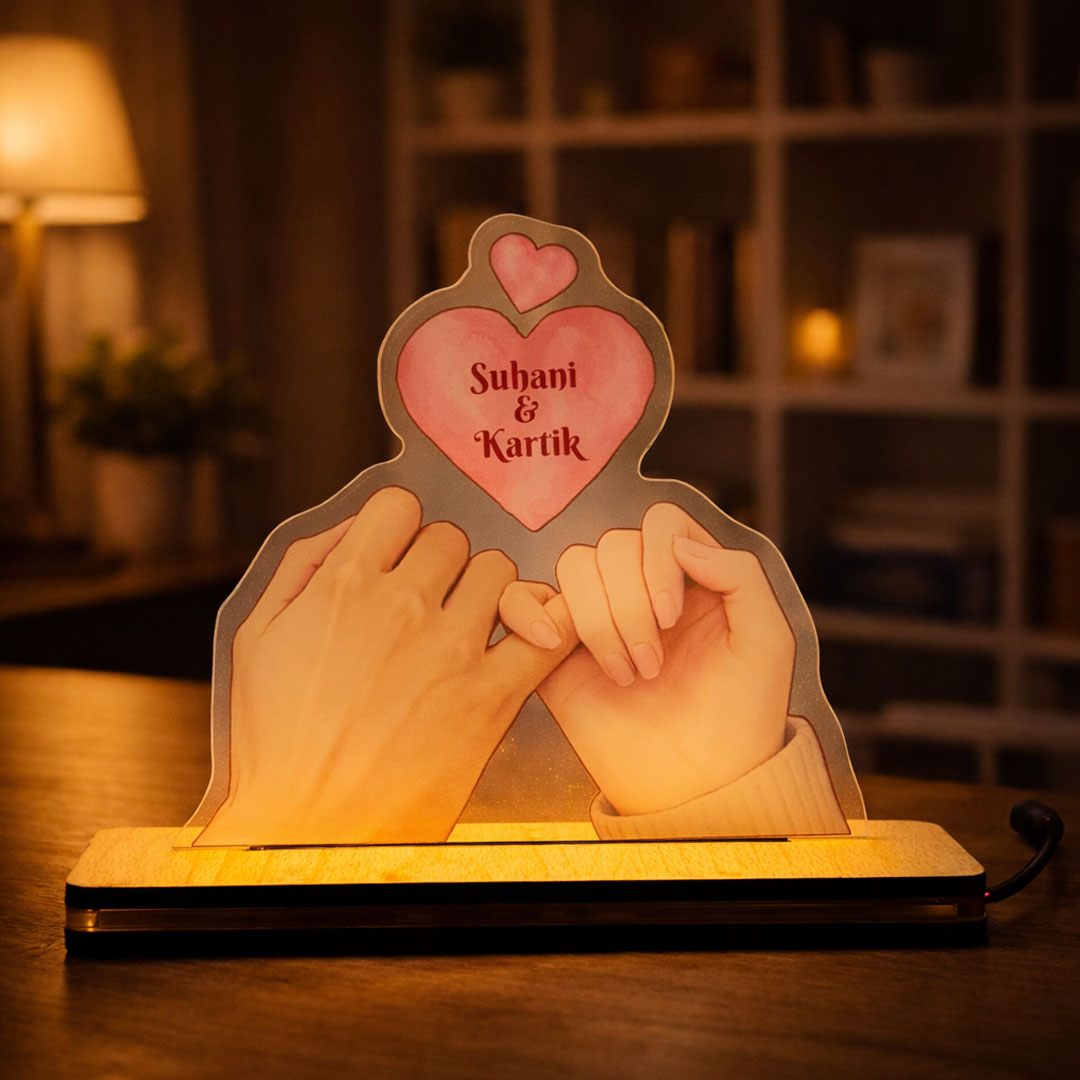 Promise of Love – Personalized Couple Hands Acrylic Lamp | Love Craft Gifts