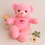 Pink Love Teddy Bear with "I ❤️ U" T-Shirt – Soft Plush Gift for Valentine's, Kids & Couples | Love Craft Gifts