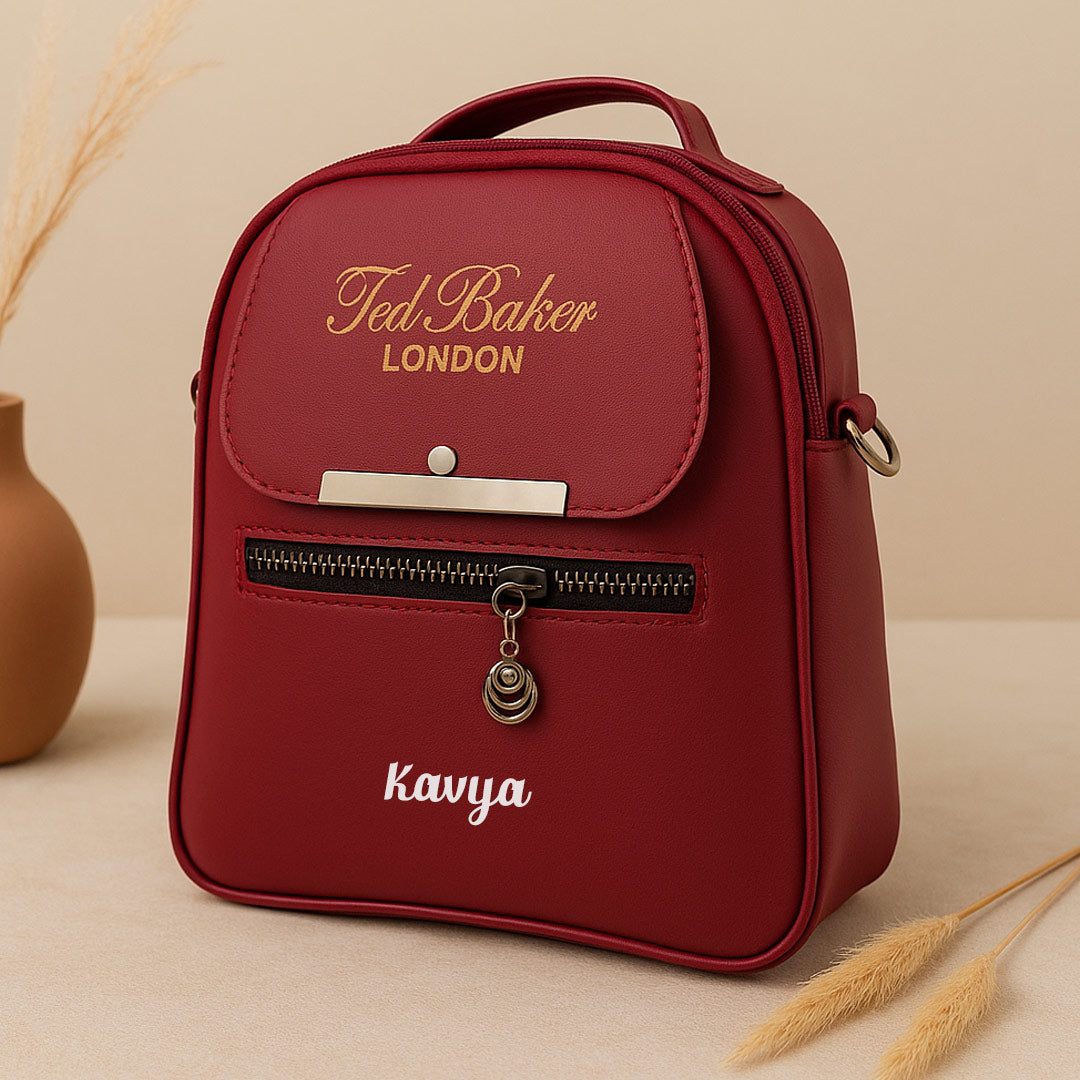 Personalized Women's Leather Sling Bag – Custom Name, Heart Charm & Elegant Design | Love Craft Gifts