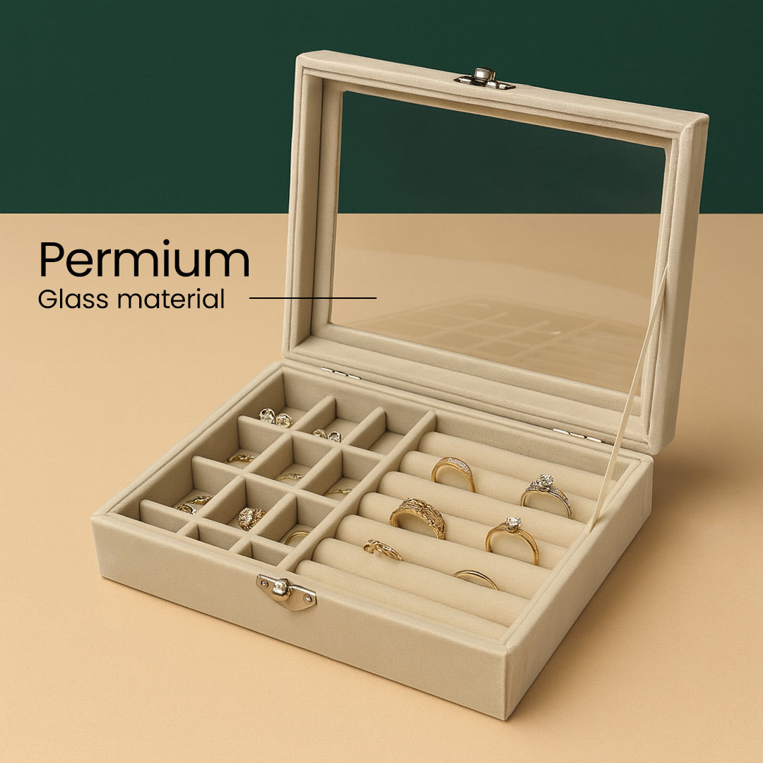 eige Velvet Jewellery Organizer Box – Personalized with Name | Love Craft Gifts