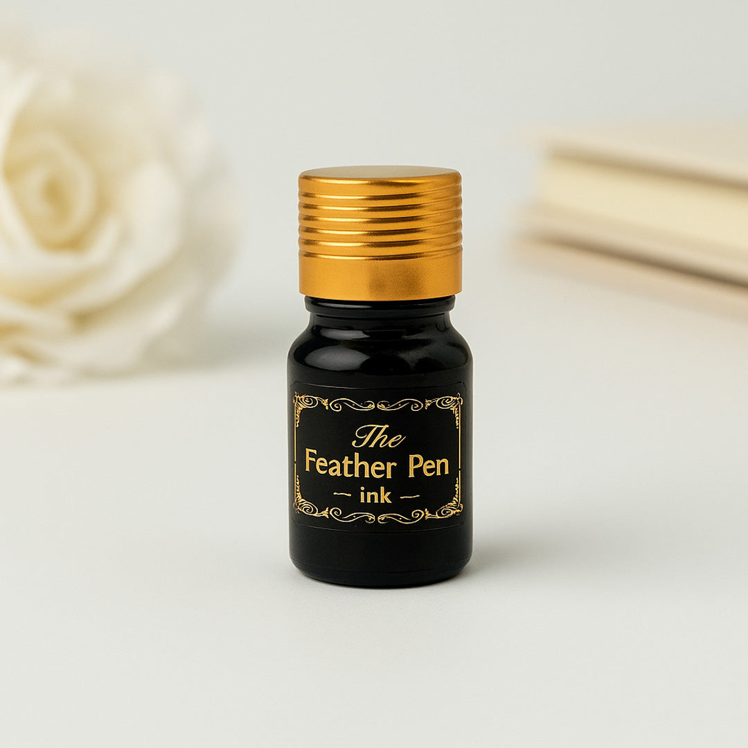 Vintage Peacock Feather Dip Pen with Ink – Elegant Calligraphy Writing Set