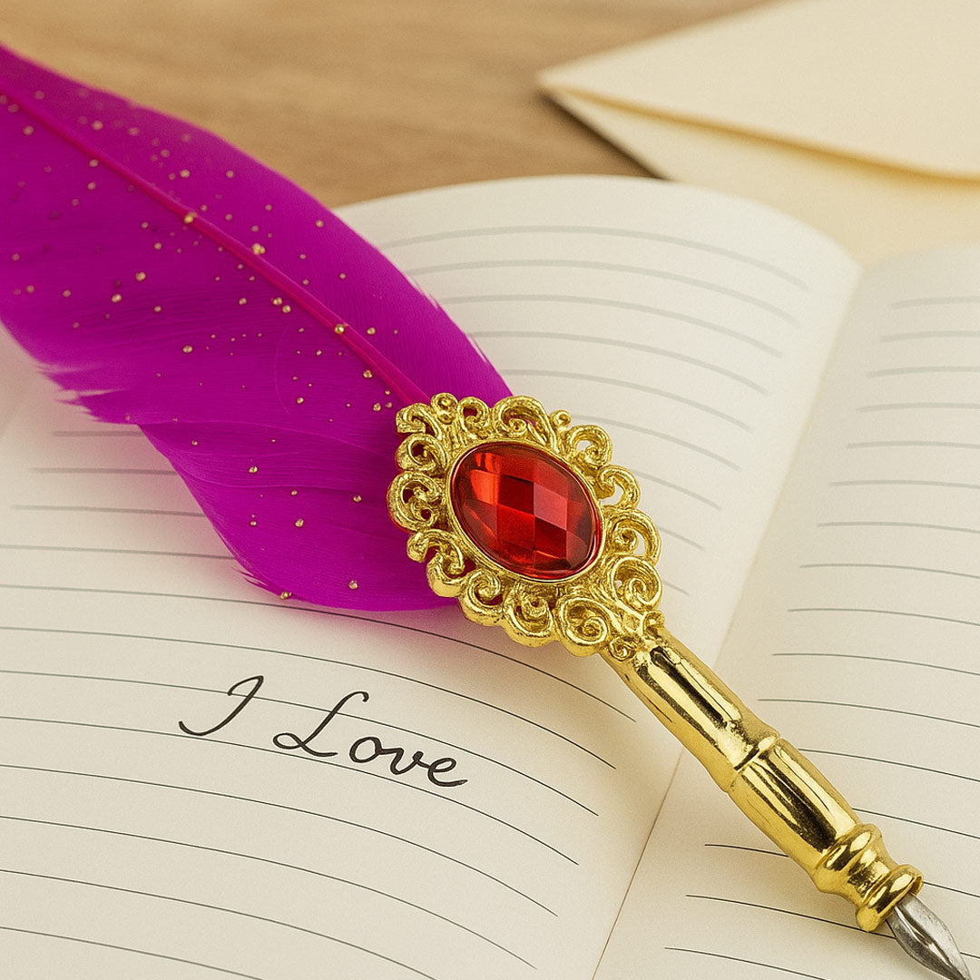 Vintage Feather Calligraphy Pen Gift Set – With Ink, Wax Seal & Accessories | Love Craft Gifts