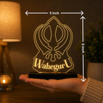Waheguru LED Car Dashboard Lamp – Premium Sikh Acrylic Dashboard Light for Car Interior Decor, Spiritual Gift for Family & Divine Travel Companion | LoveCraftGifts™