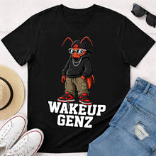 Wake Up Gen Z Cockroach Graphic T-Shirt for Men & Women | Viral Satirical Streetwear Tee Inspired by Internet Youth Culture - Black